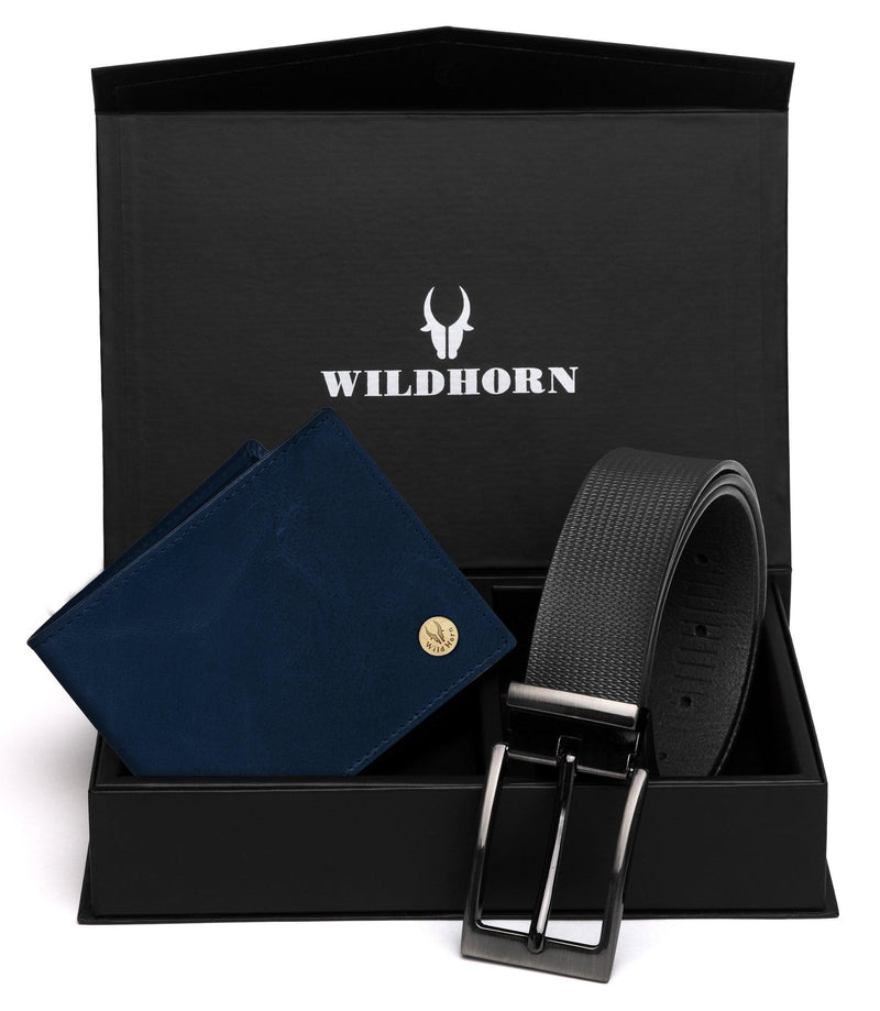 WildHorn® Old River Brown Genuine High Quality RFID Protected Mens Leather Wallet and Belt Combo - WILDHORN