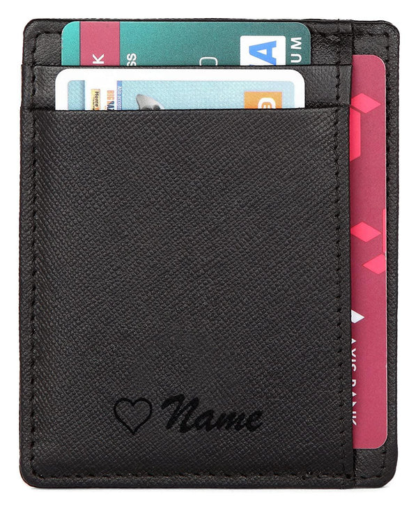 WildHorn® RFID Protected Custom Engraved Personalized High Quality Unisex Leather Card Holder for Gifting - WILDHORN