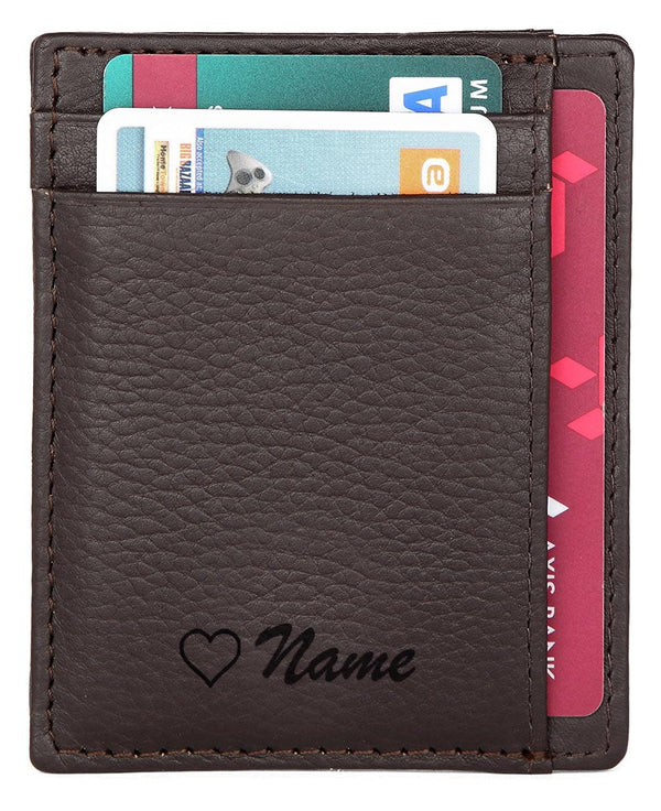 WildHorn® RFID Protected Custom Engraved Personalized High Quality Unisex Leather Card Holder for Gifting - WILDHORN