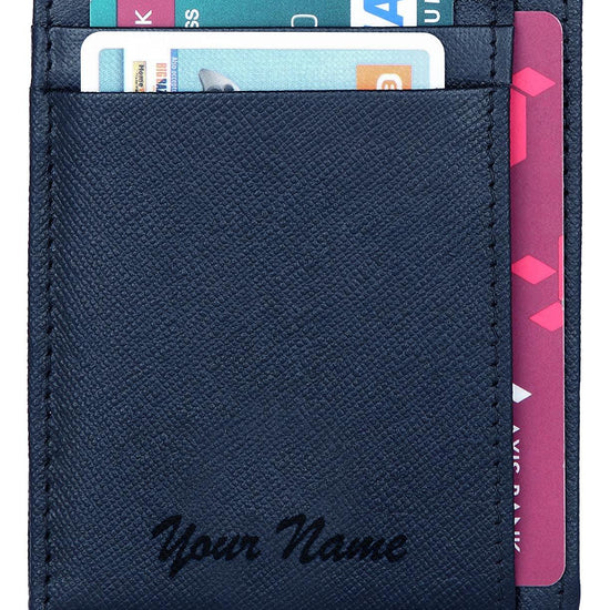 WildHorn® RFID Protected Custom Engraved Personalized High Quality Unisex Leather Card Holder for Gifting - WILDHORN