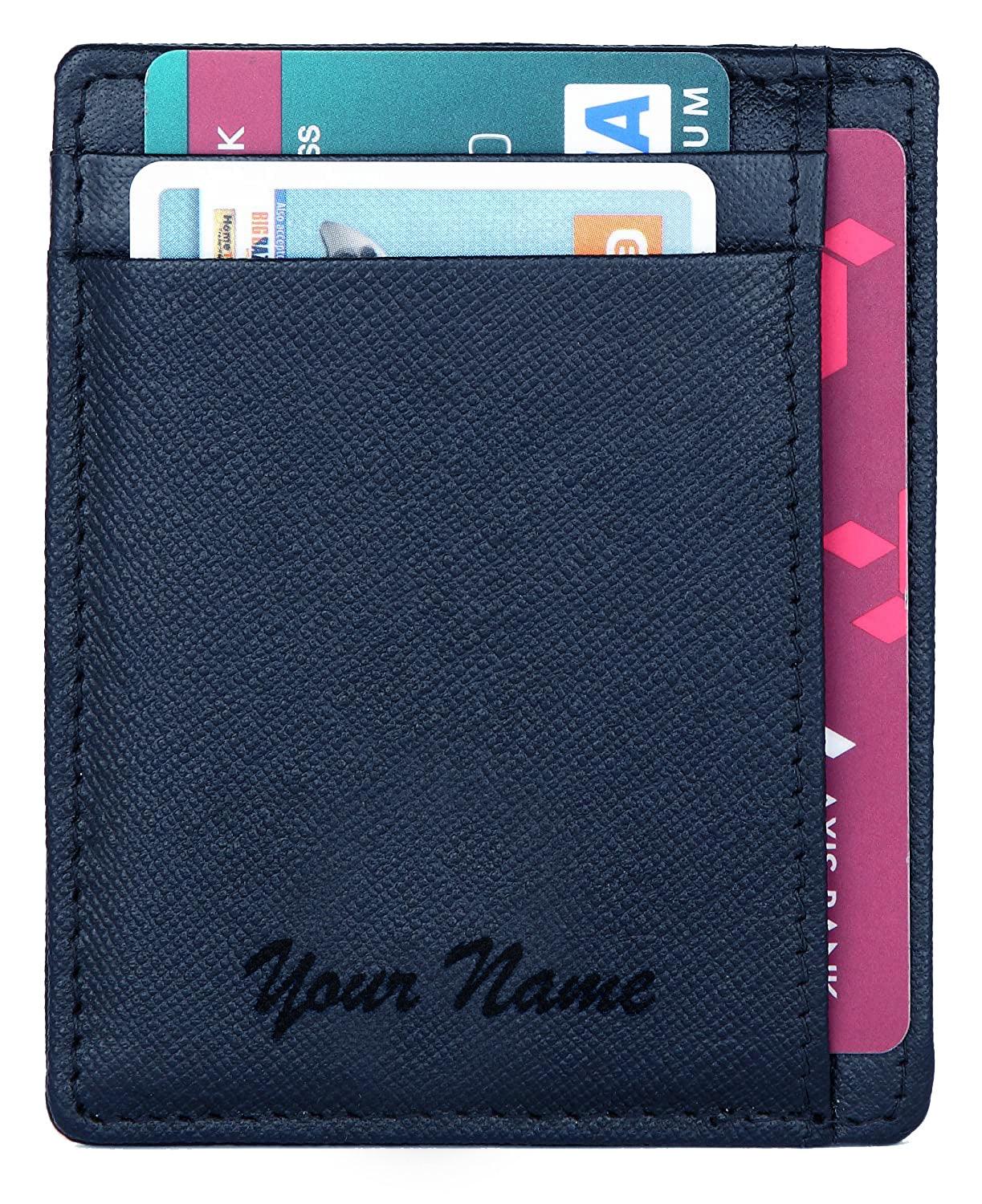 WildHorn® RFID Protected Custom Engraved Personalized High Quality Unisex Leather Card Holder for Gifting - WILDHORN