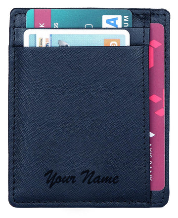 WildHorn® RFID Protected Custom Engraved Personalized High Quality Unisex Leather Card Holder for Gifting - WILDHORN