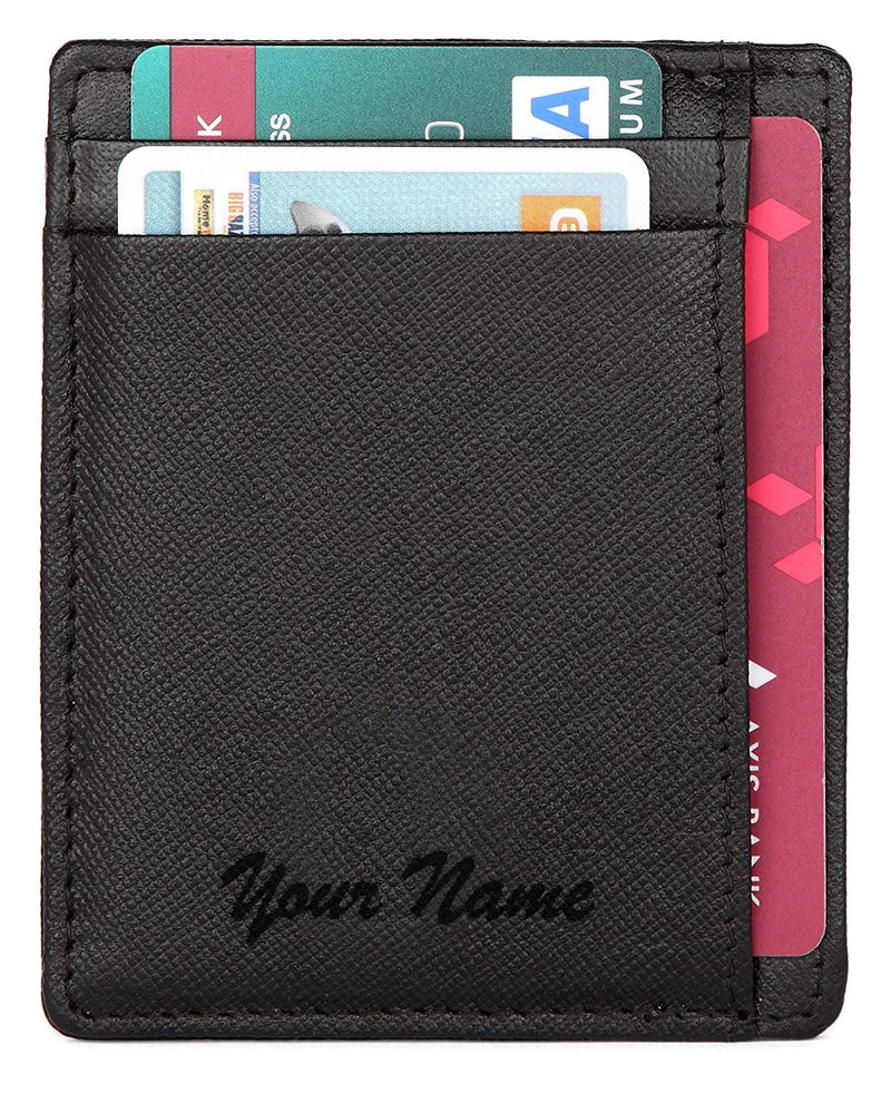 WildHorn® RFID Protected Custom Engraved Personalized High Quality Unisex Leather Card Holder for Gifting - WILDHORN