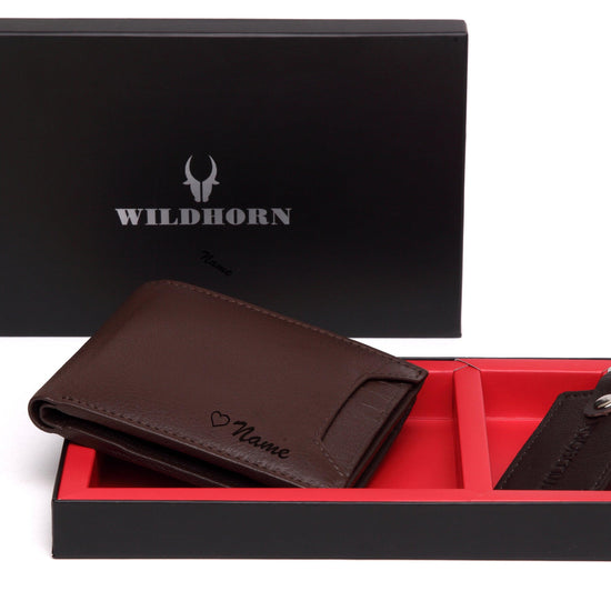 WildHorn® RFID Protected Custom Engraved Personalized High Quality Mens Leather Gift Combo - WILDHORN