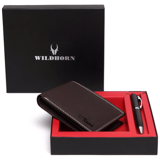 WildHorn® RFID Protected Custom Engraved Personalized High Quality Mens Leather Gift Combo - WILDHORN