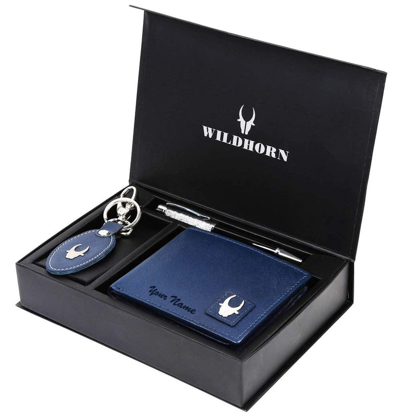 WildHorn® RFID Protected Custom Engraved Personalized High Quality Mens Leather Gift Combo - WILDHORN