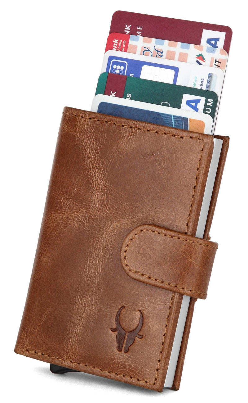 WildHorn® RFID Protected Unisex Genuine Leather Card Holder Crunch - WILDHORN