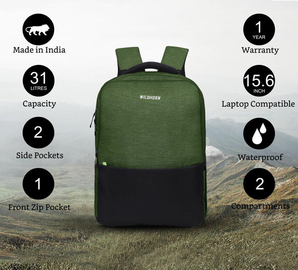 WILDHORN Laptop Backpack for Men, Extra Large 30L Travel Backpack with Multi Zip Compartment, Business College Bookbags Fit 15.6 Inch Laptop I Ultra Strong Stitching - WILDHORN