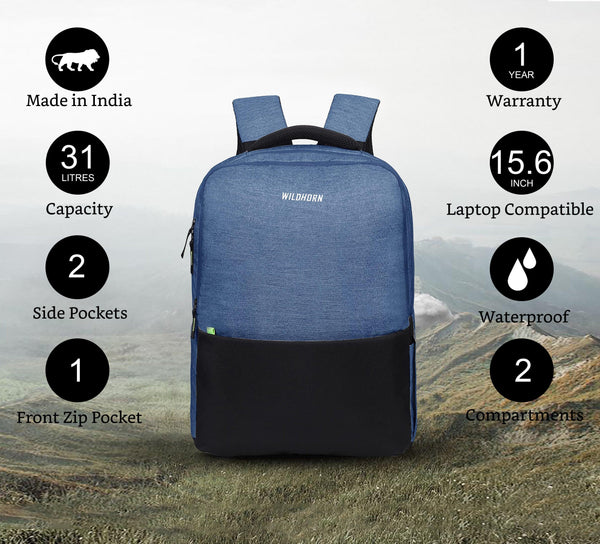 WILDHORN Laptop Backpack for Men, Extra Large 30L Travel Backpack with Multi Zip Compartment, Business College Bookbags Fit 15.6 Inch Laptop I Ultra Strong Stitching