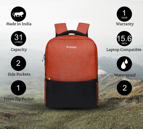WILDHORN Laptop Backpack for Men, Extra Large 30L Travel Backpack with Multi Zip Compartment, Business College Bookbags Fit 15.6 Inch Laptop I Ultra Strong Stitching