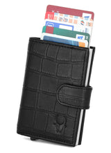 WildHorn® RFID Protected Unisex Genuine Leather Card Holder (Black Croco) - WILDHORN