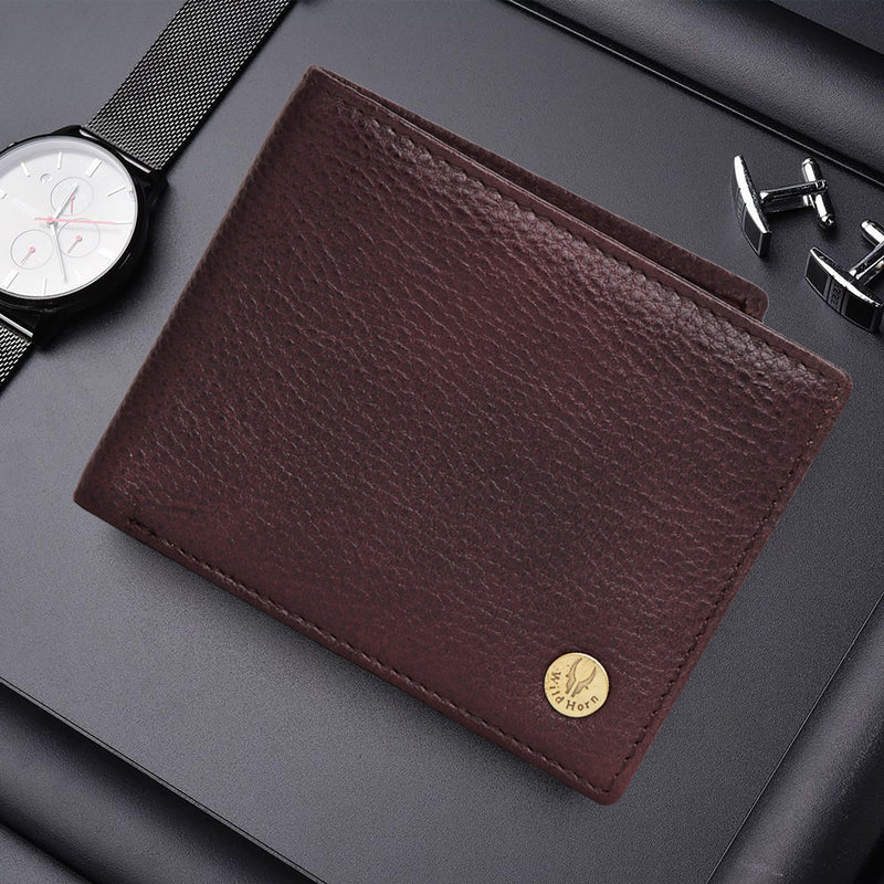 WildHorn® RFID Protected Genuine High Quality Leather Wallet & Pen Combo for Men