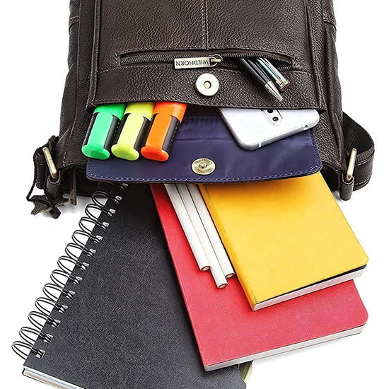 WILDHORN Leather Sling Messenger Bag for Men. DIMENTION : L-8 inch W-3 inch H-9 inch - WILDHORN