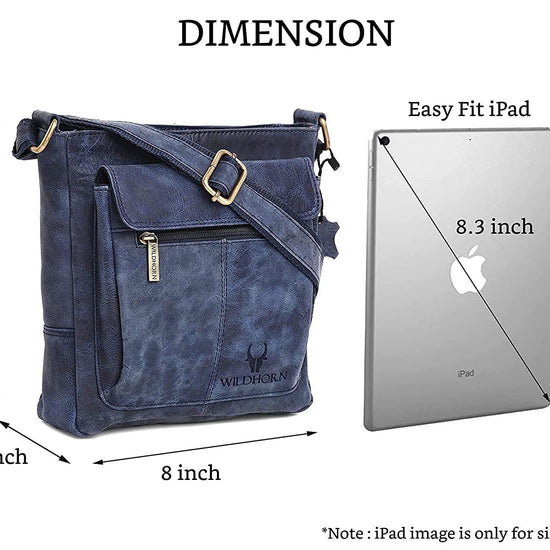 WILDHORN Leather Sling Messenger Bag for Men. DIMENTION : L-8 inch W-3 inch H-9 inch - WILDHORN