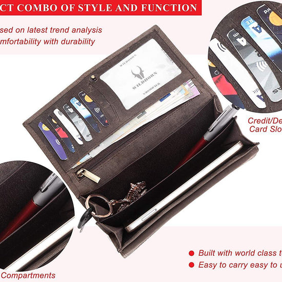 WildHorn Mia RFID PROTECTED Genuine Leather Wallet for Women stylish|Purse for Women/Girls - WILDHORN