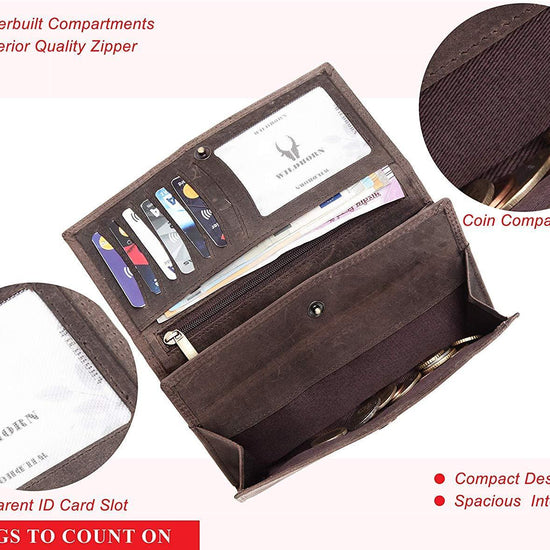 WildHorn Mia RFID PROTECTED Genuine Leather Wallet for Women stylish|Purse for Women/Girls - WILDHORN