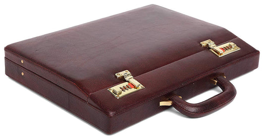 WildHorn® 100% Genuine Leather Premium Briefcase Attache Bag|Office|Meeting (Dimension : 17 x 12.5 x 3 Inch) - WILDHORN