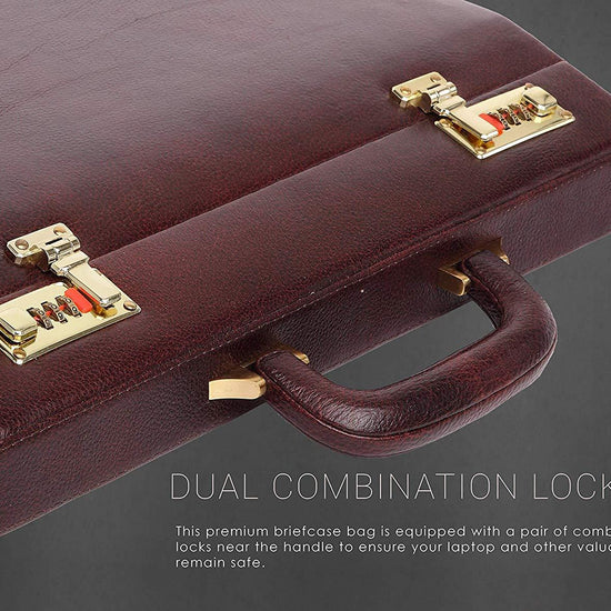 WildHorn® 100% Genuine Leather Premium Briefcase Attache Bag|Office|Meeting (Dimension : 17 x 12.5 x 3 Inch) - WILDHORN