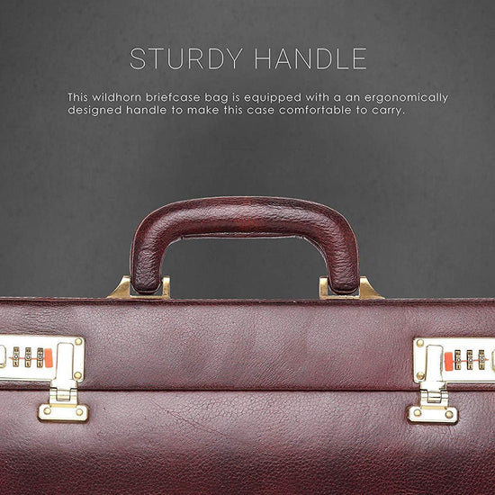 WildHorn® 100% Genuine Leather Premium Briefcase Attache Bag|Office|Meeting (Dimension : 17 x 12.5 x 3 Inch) - WILDHORN