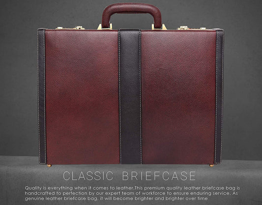 WildHorn® 100% Genuine Leather Premium Briefcase Attache Bag|Office|Meeting (Dimension : 17 x 12.5 x 4 Inch) - WILDHORN