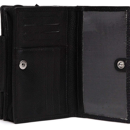 WildHorn® Black Genuine Leather Wallets for Women - WILDHORN