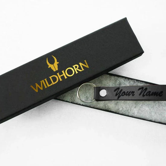 WildHorn®Custom Engraved Personalized High Quality Leather Keychain for Gifting - WILDHORN