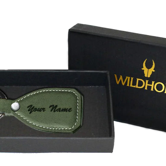 WildHorn®Custom Engraved Personalized High Quality Leather Keychain for Gifting - WILDHORN