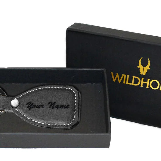 WildHorn®Custom Engraved Personalized High Quality Leather Keychain for Gifting - WILDHORN