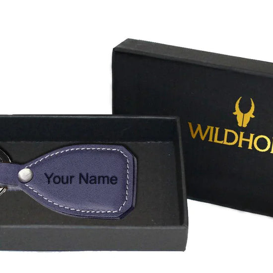 WildHorn®Custom Engraved Personalized High Quality Leather Keychain for Gifting - WILDHORN