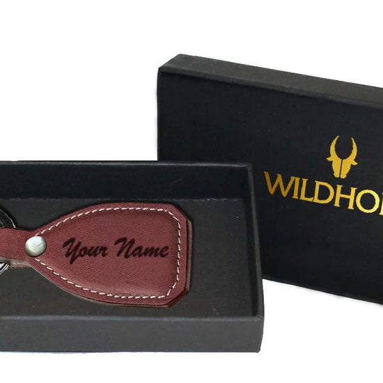 WildHorn®Custom Engraved Personalized High Quality Leather Keychain for Gifting - WILDHORN
