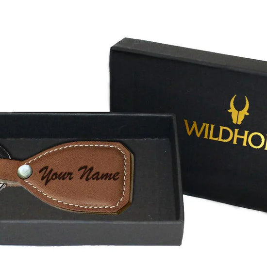 WildHorn®Custom Engraved Personalized High Quality Leather Keychain for Gifting - WILDHORN