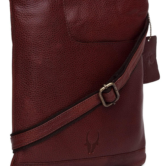 WILDHORN® Leather 8.5 inch Sling Messenger Bag for Men I Multipurpose Crossbody Bag I Travel Bag with Adjustable Strap I Utility Bag I DIMENSION : L-8.5 inch W-0.5 inch H-10.3 inch (Tan Nappa) - WILDHORN