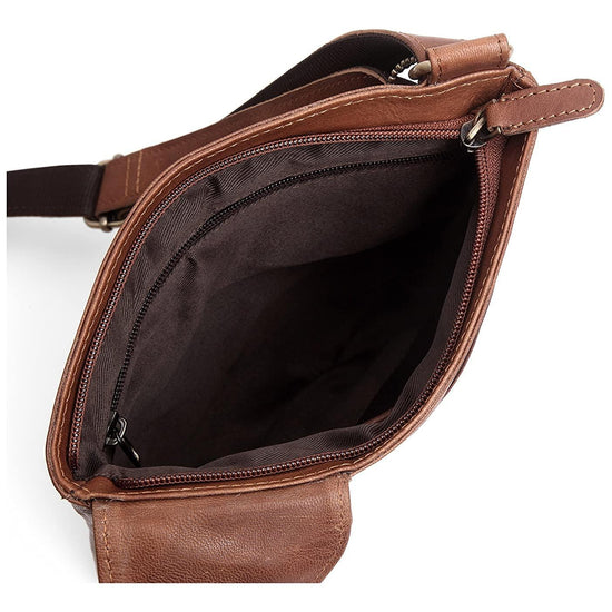 WILDHORN® Leather 8.5 inch Sling Messenger Bag for Men I Multipurpose Crossbody Bag I Travel Bag with Adjustable Strap I Utility Bag I DIMENSION : L-8.5 inch W-0.5 inch H-10.3 inch (Tan Nappa) - WILDHORN