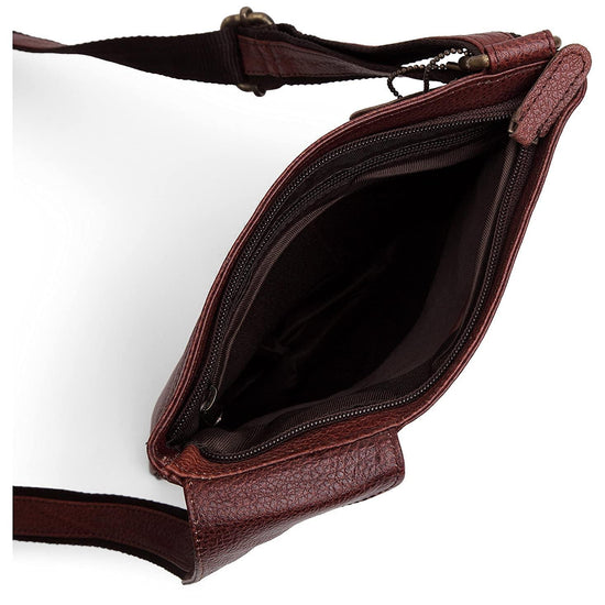 WILDHORN® Leather 8.5 inch Sling Messenger Bag for Men I Multipurpose Crossbody Bag I Travel Bag with Adjustable Strap I Utility Bag I DIMENSION : L-8.5 inch W-0.5 inch H-10.3 inch (Tan Nappa) - WILDHORN