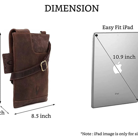 WILDHORN® Leather 8.5 inch Sling Messenger Bag for Men I Multipurpose Crossbody Bag I Travel Bag with Adjustable Strap I Utility Bag I DIMENSION : L-8.5 inch W-0.5 inch H-10.3 inch (Tan Nappa) - WILDHORN