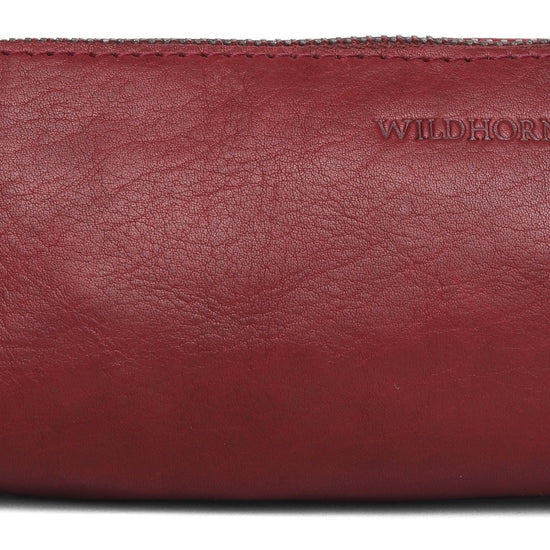 WILDHORN® Leather Stationery Stylish Simple Pencil Bag Durable Compact Zipper Pencil Utility Case Pouch - WILDHORN