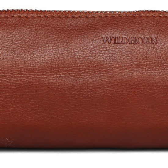 WILDHORN® Leather Stationery Stylish Simple Pencil Bag Durable Compact Zipper Pencil Utility Case Pouch - WILDHORN