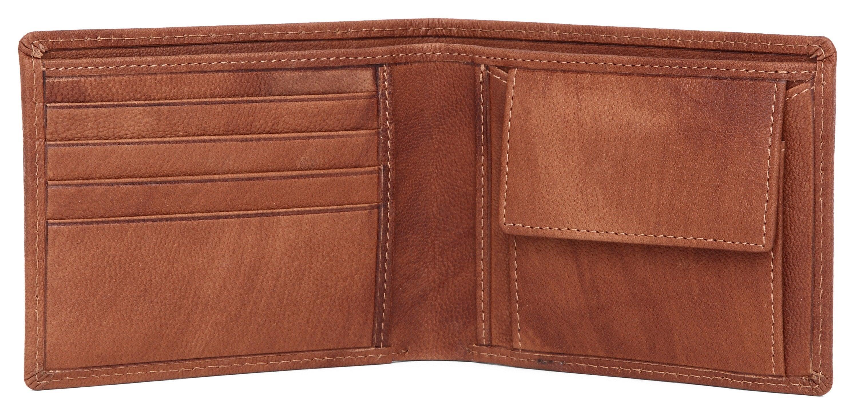 WILDHORN Men's RFID Blocking Leather Wallet - Brown Trifold, Top Grain Buffalo Leather