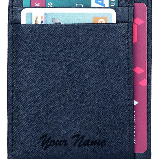 WildHorn® RFID Protected Custom Engraved Personalized High Quality Unisex Leather Card Holder for Gifting - WILDHORN