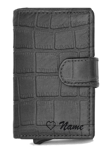 WildHorn® RFID Protected Custom Engraved Personalized High Quality Unisex Leather Card Holder for Gifting - WILDHORN