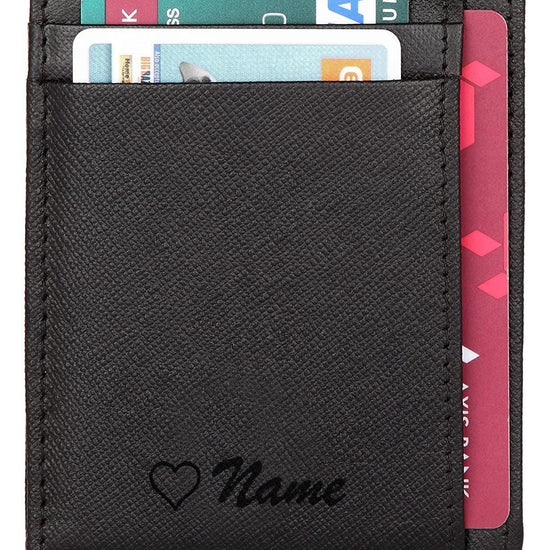 WildHorn® RFID Protected Custom Engraved Personalized High Quality Unisex Leather Card Holder for Gifting - WILDHORN