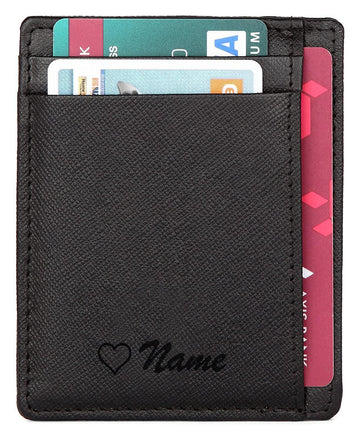 WildHorn® RFID Protected Custom Engraved Personalized High Quality Unisex Leather Card Holder for Gifting - WILDHORN