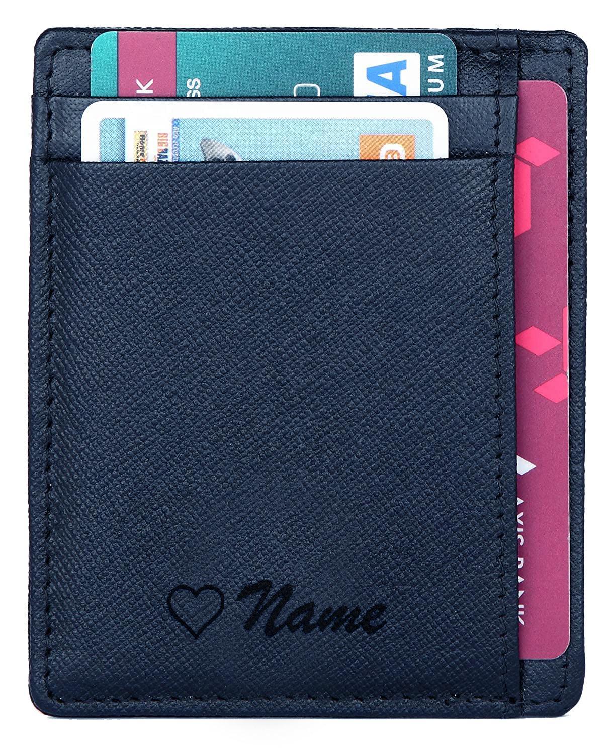 WildHorn® RFID Protected Custom Engraved Personalized High Quality Unisex Leather Card Holder for Gifting - WILDHORN