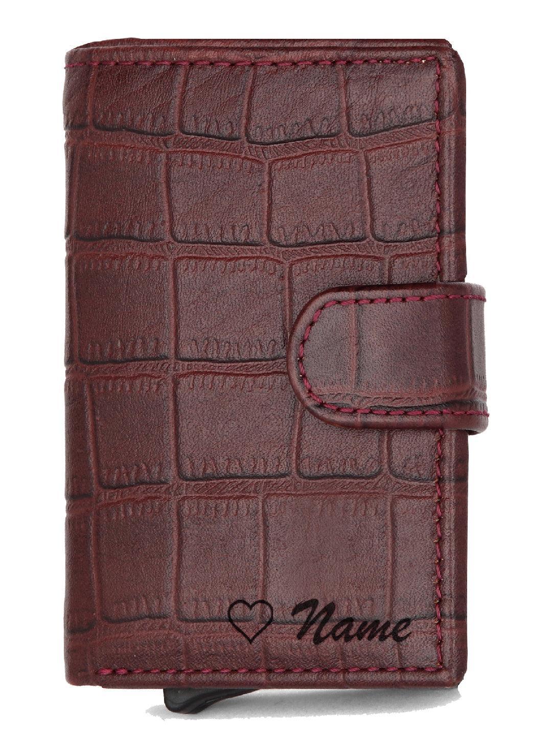 WildHorn® RFID Protected Custom Engraved Personalized High Quality Unisex Leather Card Holder for Gifting - WILDHORN