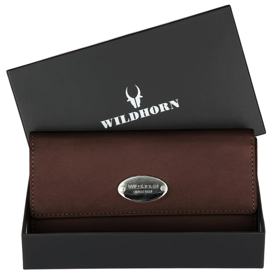 WILDHORN® RFID Protected Customizable Women's Wallet for Gifting | Engrave with Your Name,Company Name or Initials (Brown Nappa) - WILDHORN