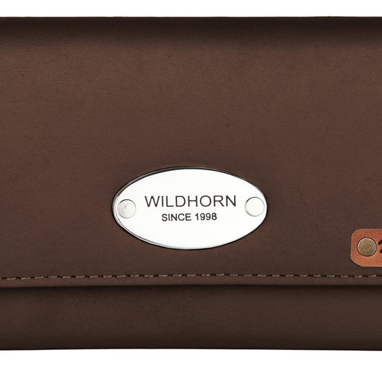 WILDHORN® RFID Protected Customizable Women's Wallet for Gifting | Engrave with Your Name,Company Name or Initials (Brown Nappa) - WILDHORN