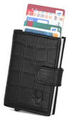 WildHorn® RFID Protected Unisex Genuine Leather Card Holder (Black Croco) - WILDHORN