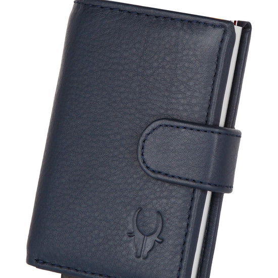 WildHorn® RFID Protected Unisex Genuine Leather Card Holder (Blue) - WILDHORN