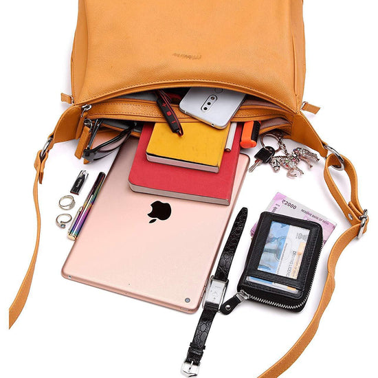 WildHorn® Upper Grain Genuine Leather Shoulder Bag | Cross body Bag With Adjustable Strap for Girls & Women. - WILDHORN