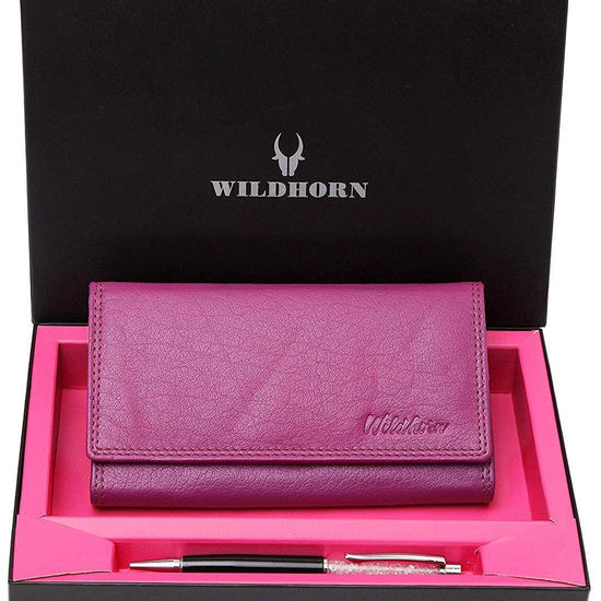 WildHorn®Women's Leather Wallet and Pen Combo Set - WILDHORN